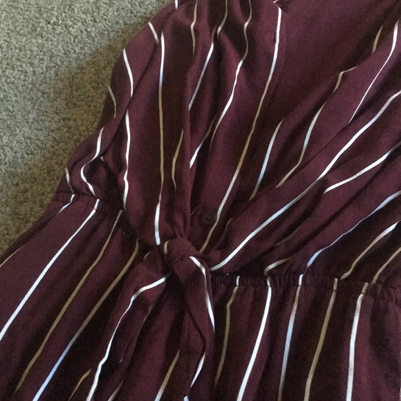 White and Dark Violet Striped Jumpsuit - Picture 3 of 5